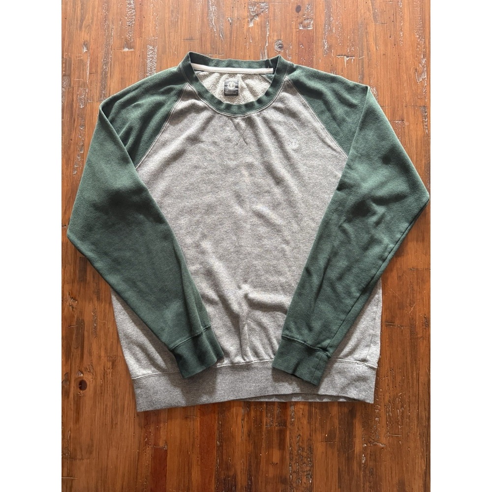 Element‎ Raglan Crewneck Sweatshirt Mens M Gray Green Logo Fleece Skate